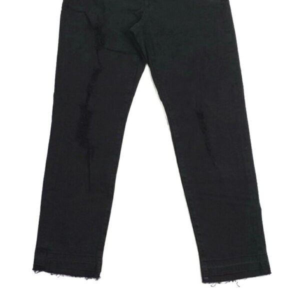 Michael Kors Izzy Black Cropped Ripped Skinny Raw Hem Skinny Jeans Womens 10 NWT - Picture 14 of 15